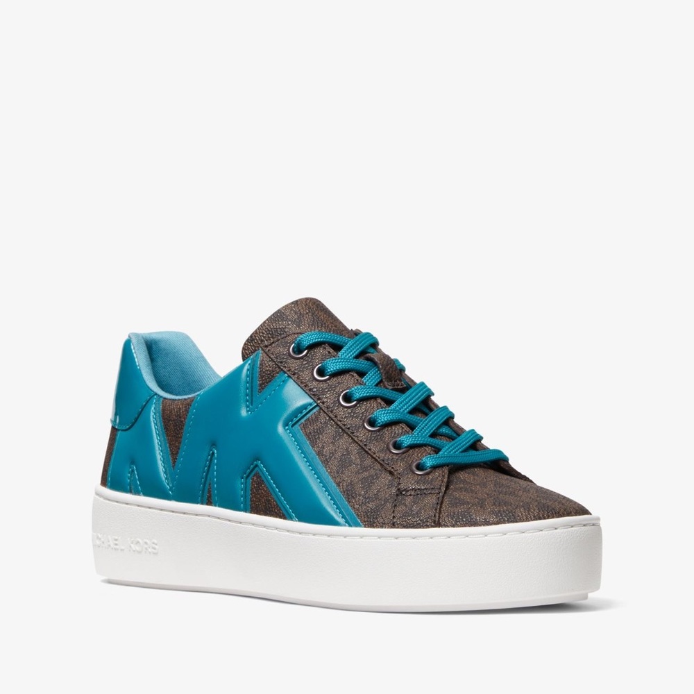 Poppy Logo and Faux Patent Leather Sneaker size 8 1/2 New